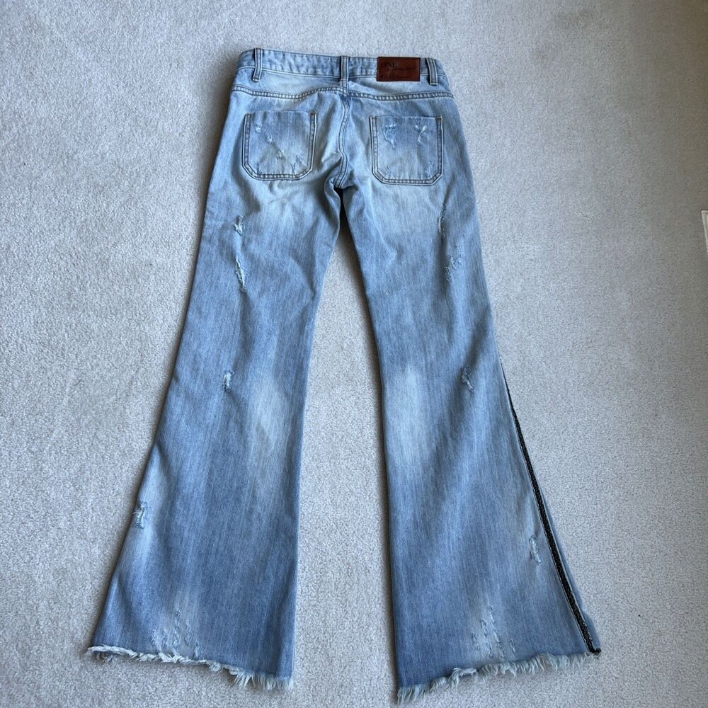 One Teaspoon Le Cats Florence Jeans Womens 27 Distressed Low Rise Flare Leg - Picture 12 of 15